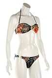 Women's Christian Audigier Floral 2 Piece Strapless Bikini w/Ring Swimsuit