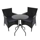 Bistro-Set Balkonmöbel Bistrotisch Rattansessel - 3tlg