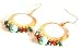 Ladies fashion earrings gold coloured metal hoop design with blue and red beads - GW11 for pierced ears