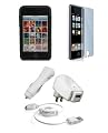 Apple iPod Touch 3G Accessories. Premium Accessory Kit for iPod Touch 3rd Generation: Black Silicone Skin Case Cover Protection + USB Car Auto DC Charger + USB Travel Home AC Charger + USB Retractable Cable + Full body Screen Protector