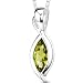 1.00 Carat Marquise Cut Genuine Peridot Sterling Silver Pendant Necklace