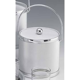 Kraftware 44561 Gleam - Silver 3 Quart Ice Bucket with Vinyl Cover, Bands and Bale Handle by Kraftware