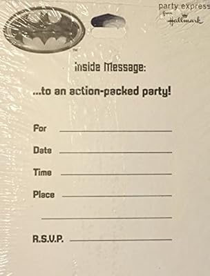 Hallmark Batman "Calling all heroes..." Kids Party Invitations- 8 Invitations and Envelopes- 4 x 5 inches