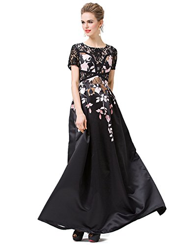 Joy EnvyLand Women Lace A Line Tunic Full Length Maxi Evening Prom Party Dress