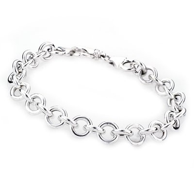 Sterling Silver Rolo Link Bracelet w Lobster Lock