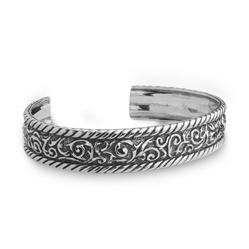 Diamond Cut Sterling Silver Western Cuff Bracelet