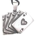 Lucky Royal Flush Poker Silver Tone Pewter Pendant Necklace
