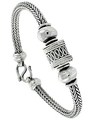 7 3/4 inch Sterling Silver Bali Style Bracelet Beads, 1/2 inch wide