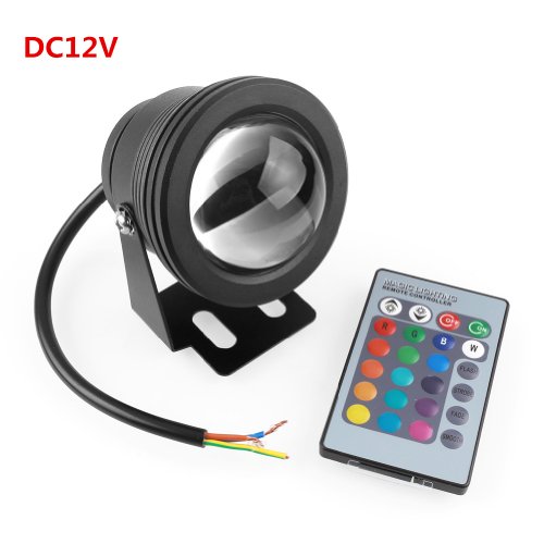 amzdeal® 10W DC12V RGB 16 couleurs LED étanche Projecteur Lumière Eclairage Lampe Ampoule +TELECOMMANDE (24 touches)