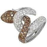 Forzieri 18K White Gold  Champagne Diamond Snake Ring