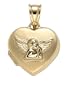 14k Yellow Gold Satin-Finish Heart and Angel Locket