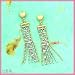 Jewelry : 14K 2-Tone Beaded Heart & Wavy Tassel Earrings