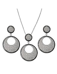 925 Sterling Silver Sets With Cubic Zirconia - Stone: Black  & Clear CZ
