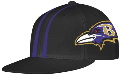 NFL Men's Baltimore Ravens End Zone Flat Visor Flex Hat - Tw79Z (Black, Large/X-Large)