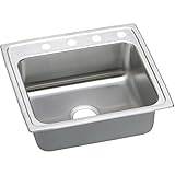 Elkao|#Elkay LRADQ2521455 18 Gauge Stainless Steel 25 Inch x 21.25 Inch x 4.5 Inch single Bowl Top M