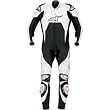 Alpinestars Tech 1-R Men's 1-Piece Leather Street Bike Motorcycle Race Suits - White/Black