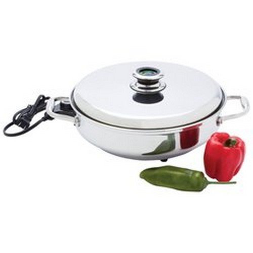 Chefs Secret 12 Round T304 Stainless Steel Deep Electric Skillet