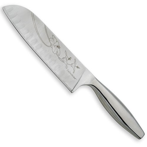 CulinHome Decor Collection 7-Inch Hibiscus Santoku Knife
