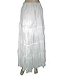 New Womens Fashion Skirt White Gypsy 4 Tiered Cotton Long Skirt 38"