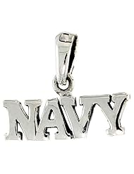 Sterling Silver United States NAVY Talking Pendant, 3/4 inch wide