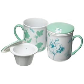 Yedi Houseware Classic Coffee and Tea Blue Blossom Mugs with Filters, Set of 2 by Yedi Houseware