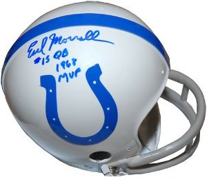 Earl Morrall Autographed/Hand Signed Baltimore Colts 2bar Throwback Mini Helmet #15 QB 1968 MVP