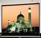 Da-Lite Manual 100 Diagonal Video Format Home Theater Wall Screen with Pepper Colored Carpeted Case and Matte White Fabric
