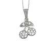 14k White Gold Diamond Cherry Pendant (.08 cttw, I-J Color, I2 Clarity), 18"