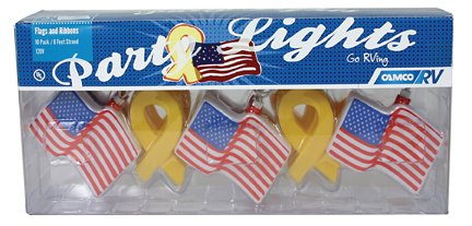 Camco Manufacturing, Inc. 42657 RV Party Lights Patriotic Yellow Ribbon and Flag