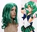 Cosplayland C123 - Sailor Moon Neptune Mittel-parted curly Party mid-long green Wig