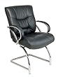 Deluxe Mid Back Leather Visitors Chair With Chrome Base And Padded Chrome Arms By Office Star