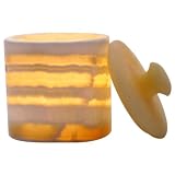 Alabaster Handmade Candle Jar with lid - A017 by Lotus MasterWorks
