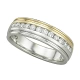 14K Two Tone Gold 1/2 ct. Channel Set Diamond Men's Wedding Band
