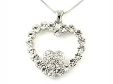 White Gold Plated Double Crystal Heart Necklace