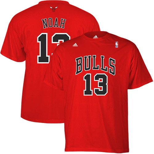 adidas Joakim Noah Chicago Bulls #13 Net Player T-shirt - Red (Small)