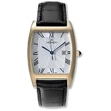 Movado Dress Mens' Watch Tonneau 14K Yellow Gold Tone on tone Platinum colored Dial on Black... by Movado