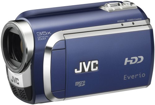 JVC GZ-MG630A Hybrid Camcorder With microSD slot & 60GB Hard Disc Drive With Konica Minolta Lens & 35x Optical Zoom - Blue