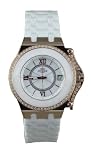 Oniss Women's White Ceramic Date Watch with Diamond and Rose Gold Accents ON669-LRG/WH