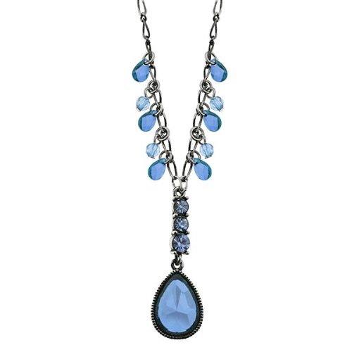 Sapphire & Montana Blue Crystal Teardrop Necklace