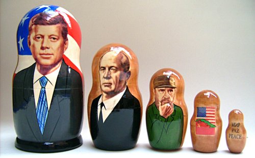 Childrens Toyshop  Toys : Russian Political Nesting Doll Cubin Cuba Crisis Kennedy Khrushchev Castro REAR 5 Pcs / 7in set #DSCI 41