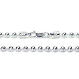 3mm Sterling Silver Italian Dog Tag Round Ball Bead Chain Gauge 300 (16, 18, 20, 22, 24, 26, 26, 28, 30, 36)