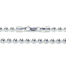 5mm Sterling Silver Italian Dog Tag Round Ball Bead Chain Gauge 500 (16", 18", 20", 22", 24", 30", 36")
