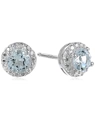Sterling Silver 5mm Halo Birthstone Ear-Pin Earrings