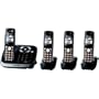 Panasonic KX-TG6544B DECT 6.0 PLUS Expandable Digital Cordless Phone with Answering System, Black, 4 Handsets