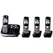 Panasonic KX-TG6544B DECT 6.0 PLUS Expandable Digital Cordless Phone with Answering System, Black, 4 Handsets