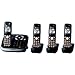Panasonic KX-TG6544B DECT 6.0 PLUS Expandable Digital Cordless Phone with Answering System, Black, 4 Handsets