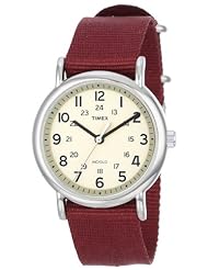 Timex Unisex T2P2359J "Weekender" Dark Red Nylon Strap Watch