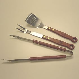 3-Pc. Stainless Steel Tool Set w Oversized Wood Handles by 