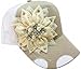 Ladies Olive & Pique Beaded Flower Trucker Cap