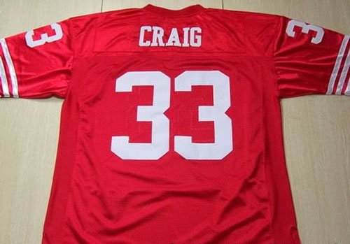 NFL Jerseys San Francisco 49ers #33 Roger Craig Throwback Red Authentic Football Jersey Size 48-56 (Please Select the Size When You Order, Can Do Drop Shipping)